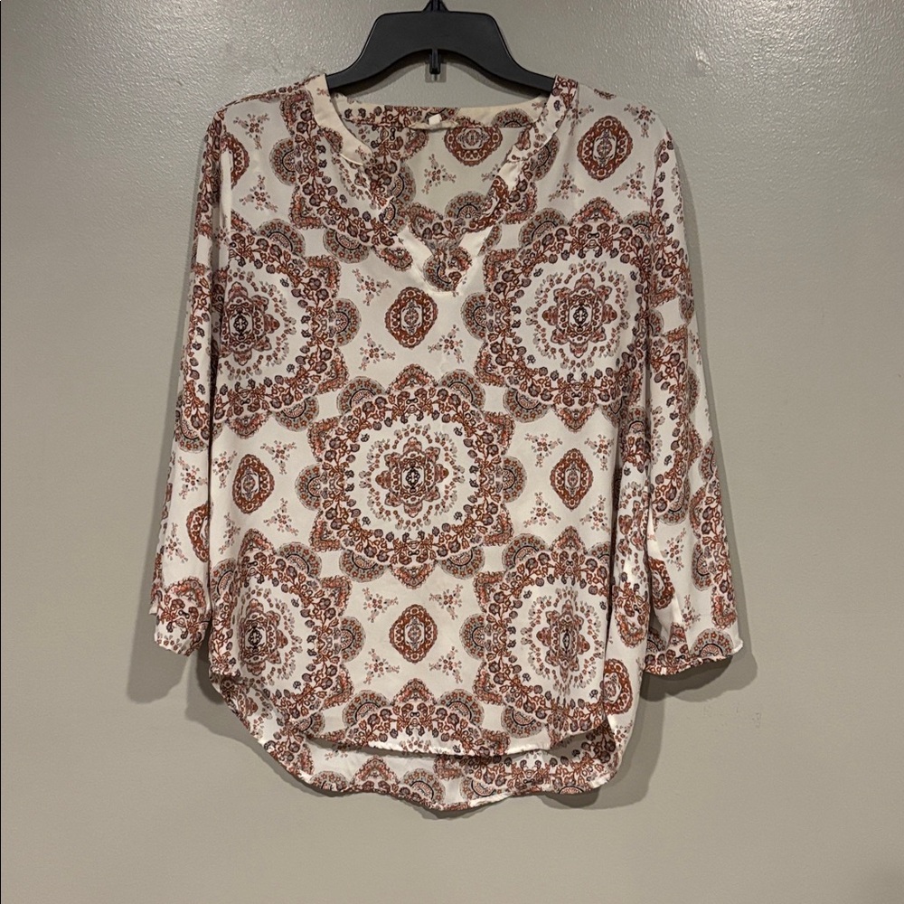 Maurices Brown and Cream Patterned Blouse